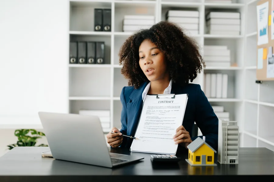 Real estate investor reviewing DSCR loan documents for Florida rental property