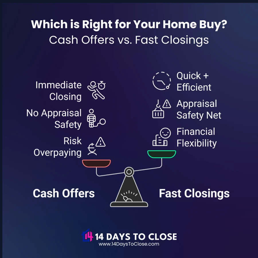Infographic comparing cash offers vs fast closings in Florida real estate