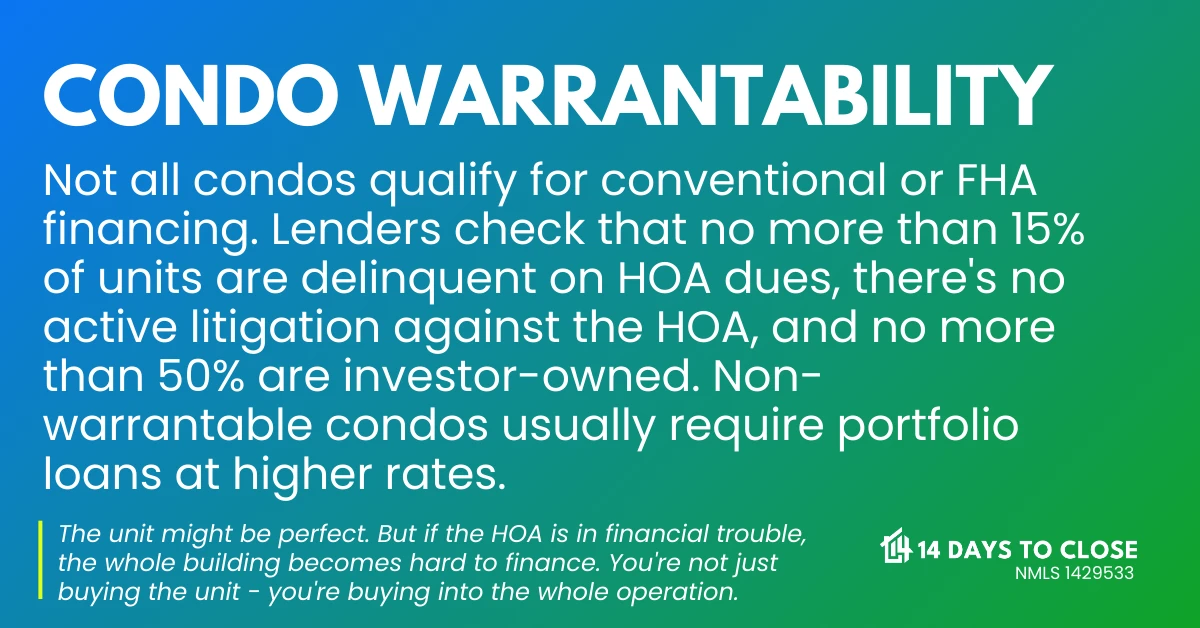 Condo warrantability checklist for FHA and conventional financing in Florida